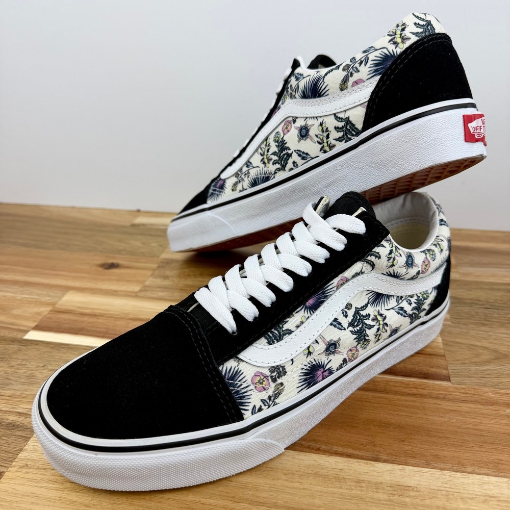 Vans Old Skool Floral Thistle Black Suede Canvas Sneakers Womens 8.5 - Picture 8 of 8